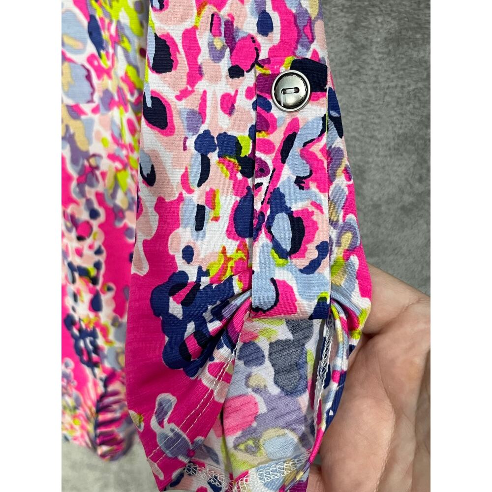 Dear Scarlett Tunic Blouse Large Pink Floral Flowing Summer Beachy Resort - Picture 3 of 5